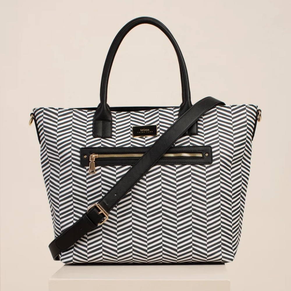 Trina Turk - Chevron Black and White Tote Bag